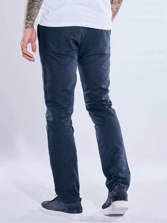 emilio adani Herren Chino aus Leinen-Mischgewebe Marineblau 40352