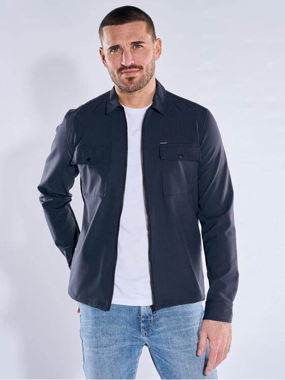 emilio adani Herren Hemd uni Marineblau 40332