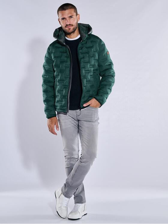 emilio adani Herren Steppjacke mit abnehmbarer Kapuze Grün 37192