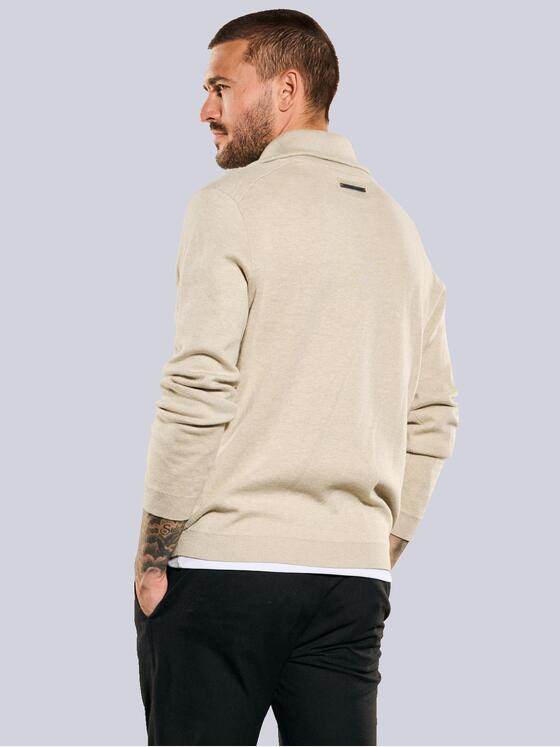emilio adani Herren Pullover mit Troyerkragen Beige 35734