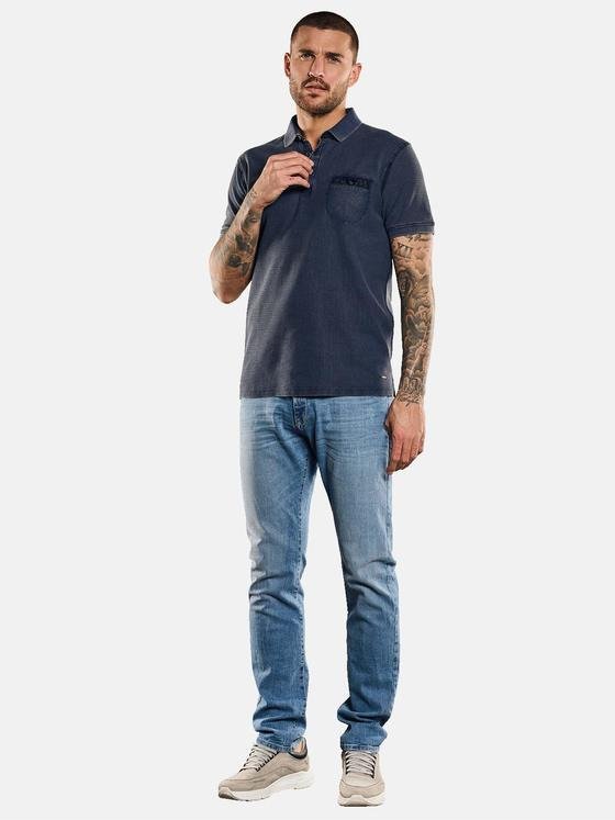 emilio adani Herren Polo-Shirt strukturiert Blau 33027