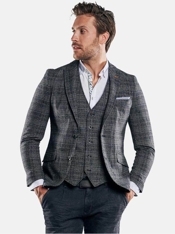 emilio adani Herren Modisch kariertes Sakko Slim Fit Braun 29979