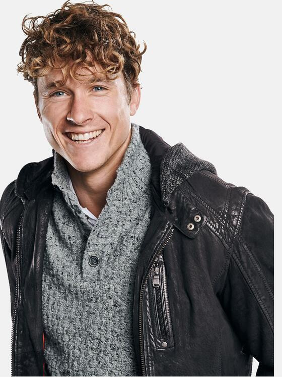 engbers Herren Stylische Lederjacke Schwarz 30752