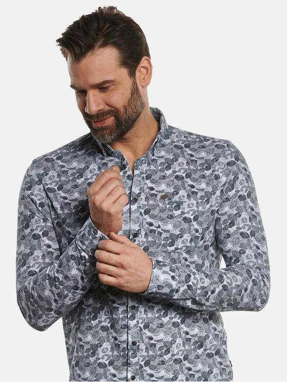 engbers Herren Langarm-Hemd mit floralem Print Oliv 32388