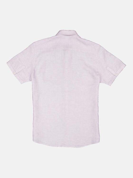 emilio adani Herren Kurzarm-Hemd aus Leinen Violett 34774