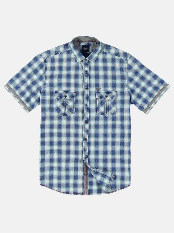 engbers Herren Hemd kariert Blautuerkis 32286