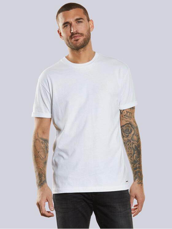 emilio adani Herren T-Shirt uni Weiß 34549
