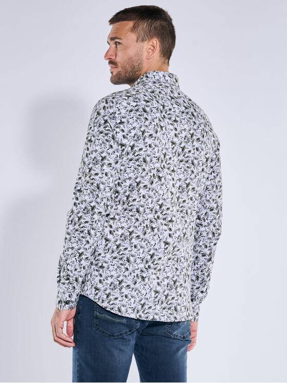 emilio adani Herren Langarm-Hemd gemustert Anthrazit 39633