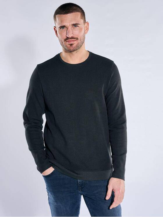 emilio adani Herren Modisches Langarm-Shirt Schwarz 40130