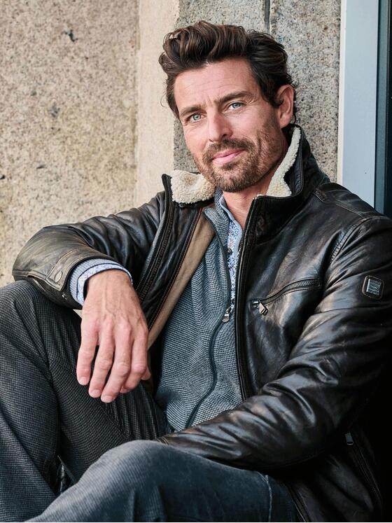 engbers Herren Lederjacke mit abnehmbarem Kragen Dunkelbraun 31847