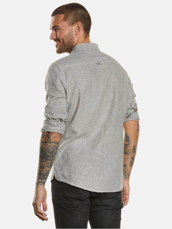 emilio adani Herren Langarm-Hemd mit Leinenanteil Beige 34248