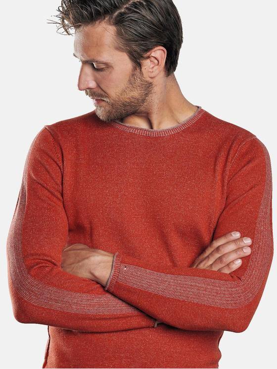 emilio adani Herren Pullover mit Rollkantendesign Orange 30473