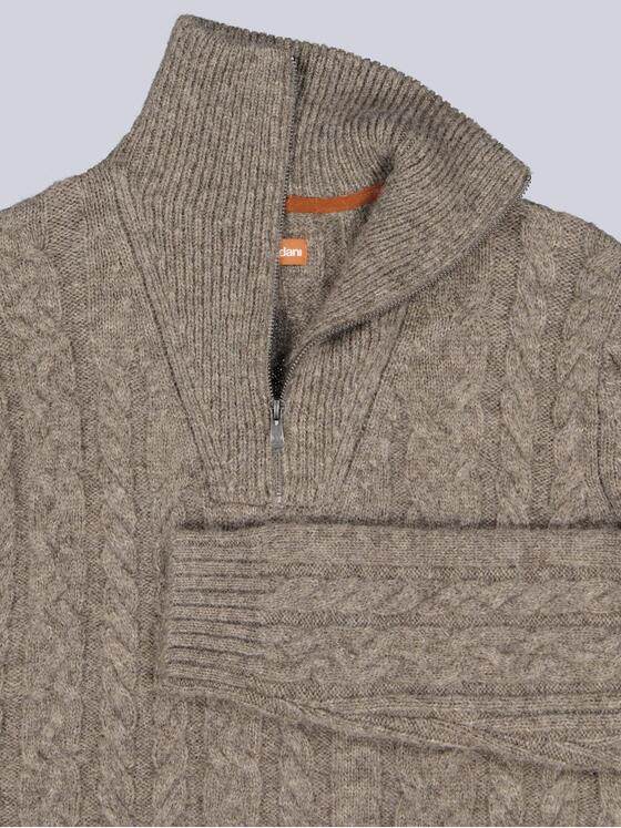 emilio adani Herren Pullover mit Troyerkragen Braunbeige 39815