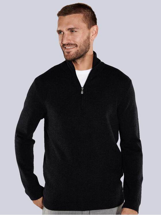 emilio adani Herren Pullover mit Troyerkragen Grau 35857
