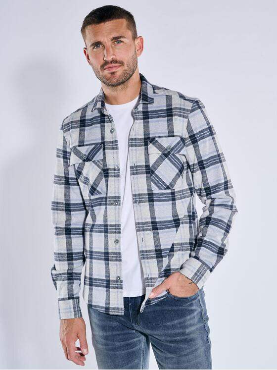 emilio adani Herren Langarm-Hemd kariert Mittelblau 39684