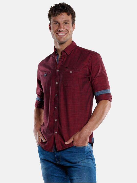 engbers Herren Langarm-Hemd strukturiert Rot 33379