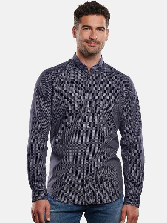 engbers Herren Langarm-Hemd gemustert Marineblau 32395