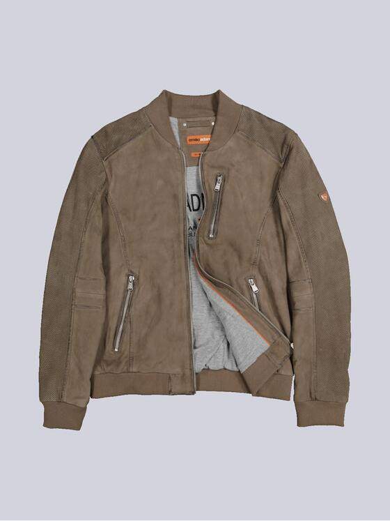 emilio adani Herren Lederjacke slim fit Grün 36517