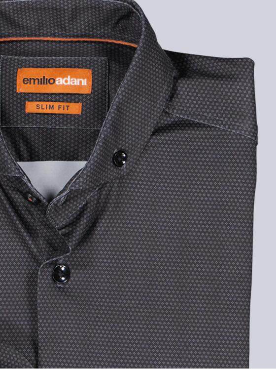 emilio adani Herren Langarm-Hemd gemustert Schwarz 39604