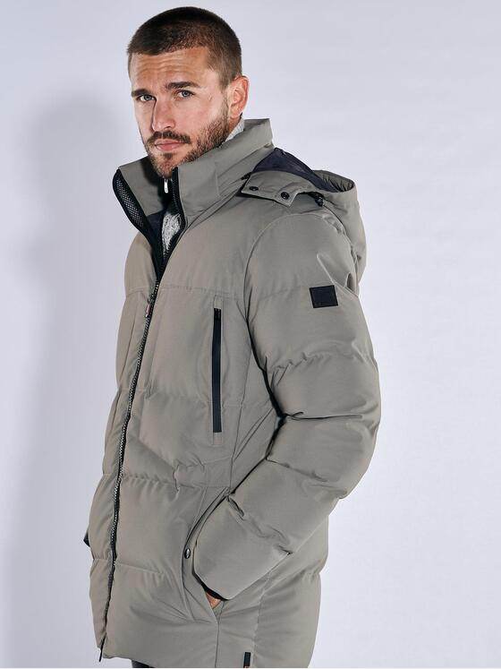 emilio adani Herren Steppjacke mit abnehmbarer Kapuze Beige 37425