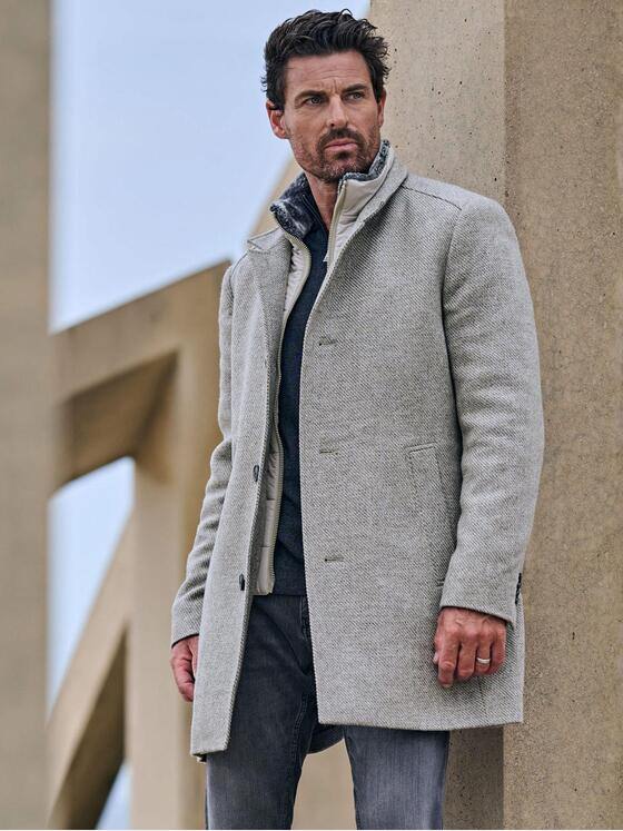 ENGBERS GERMANY Herren Mantel mit heraustrennbarem Inlet Grau 39514