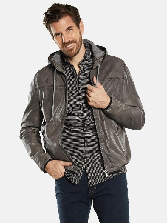 engbers Herren Lederjacke mit abnehmbarer Kapuze Braun 34495