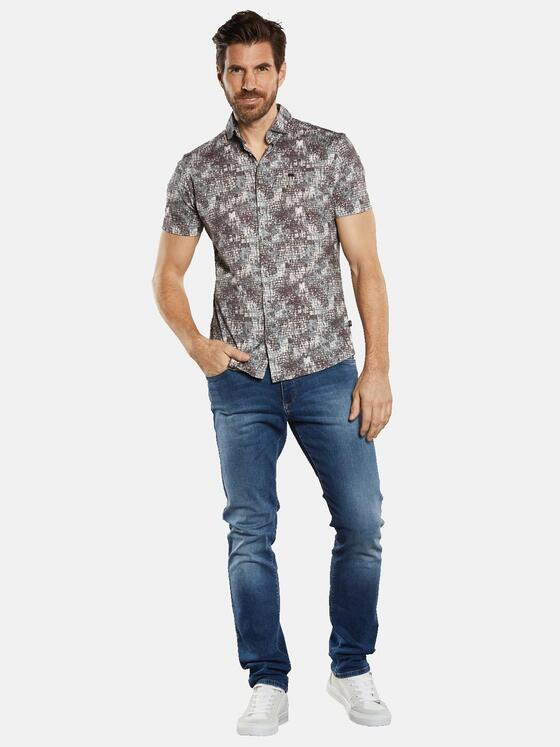 engbers Herren Kurzarm-Hemd gemustert Beige 34270
