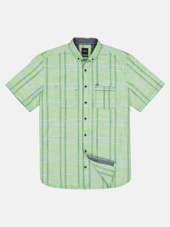 engbers Herren Kurzarm-Hemd kariert Gruen 32215