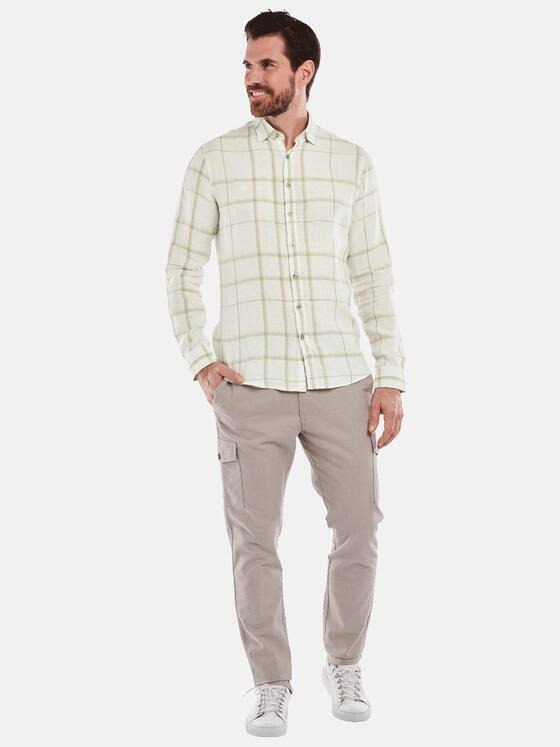 ENGBERS GERMANY Herren Langarm-Hemd kariert Beige 35129