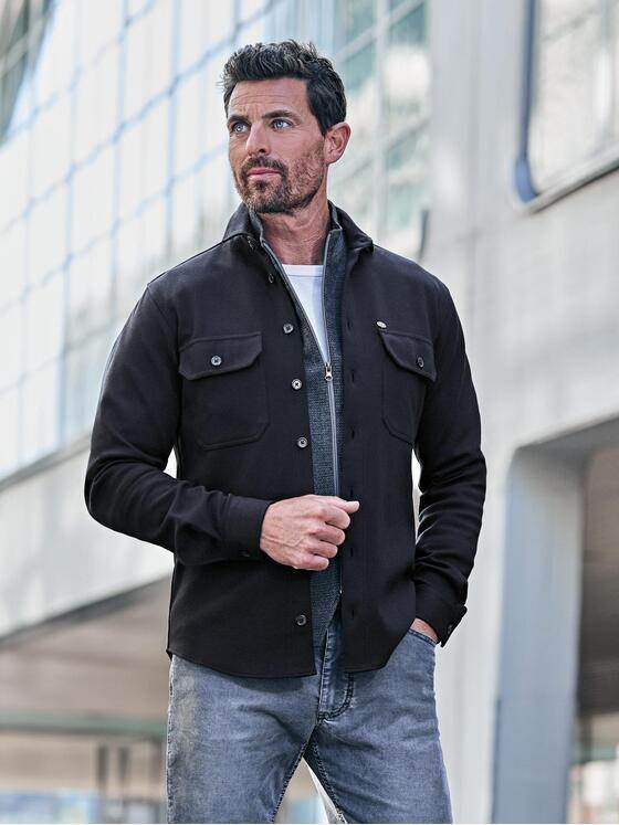 engbers Herren Overshirt slim fit Schwarz 37658