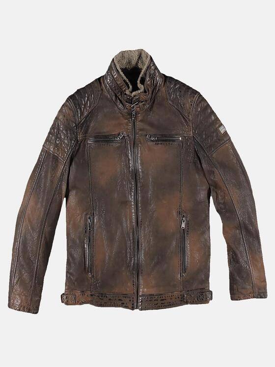 engbers Herren Lederjacke mit Kunstpelz Braun 30162