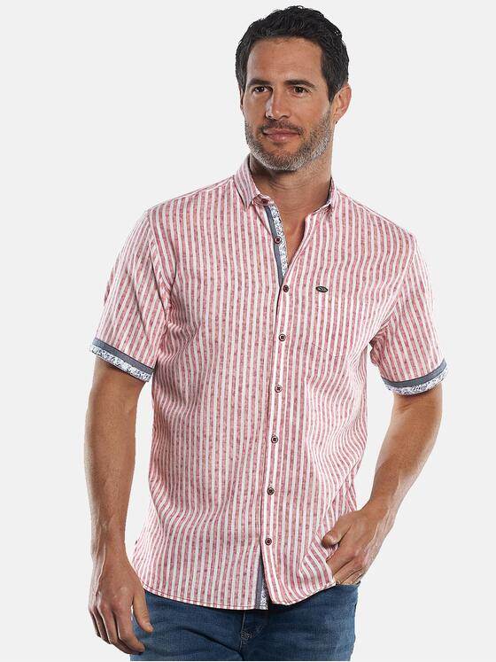 engbers Herren Gestreiftes Kurzarmhemd mit Kontrastdetails Signalrot 29891