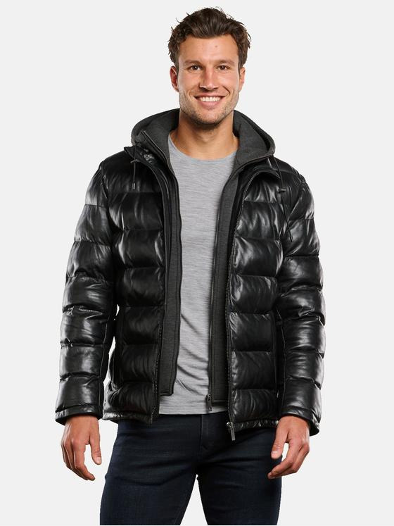 ENGBERS GERMANY Herren Lederjacke mit Steppung Schwarz 33544