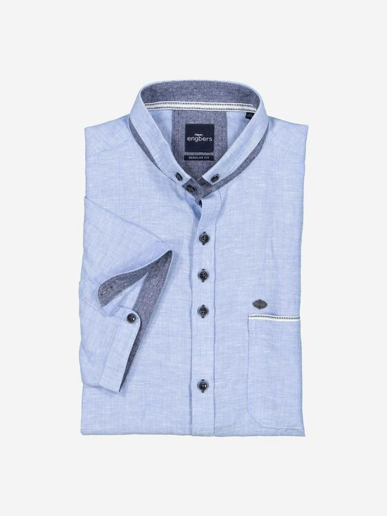 engbers Herren Kurzarm-Hemd mit Leinenanteil Blau 36590