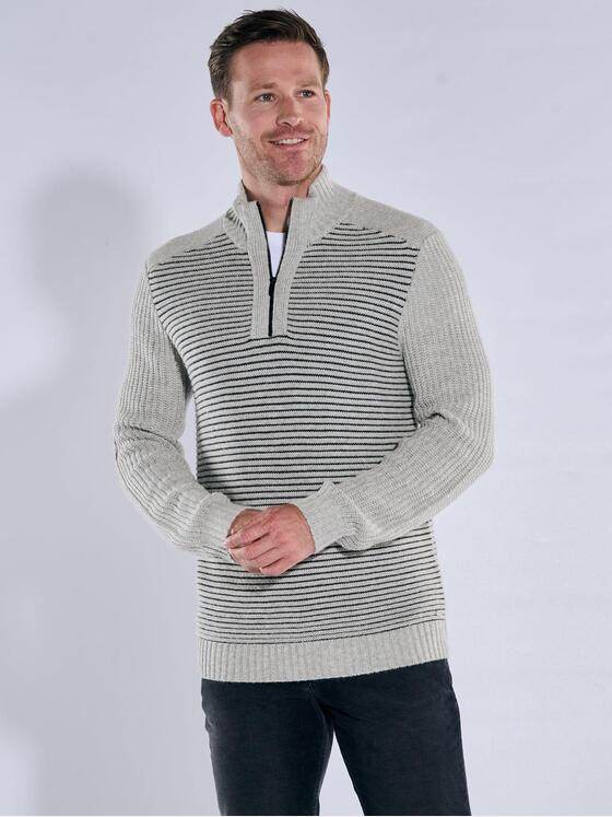 engbers Herren Troyer mit Streifenstruktur Hellgrau 39541