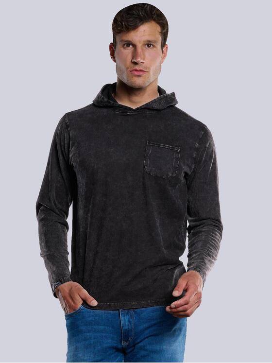 engbers Herren Langarm-Shirt mit Kapuze Schwarz 33768