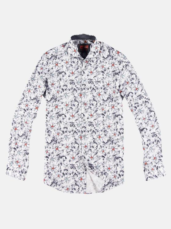 emilio adani Herren All Over Printhemd Grau 30325