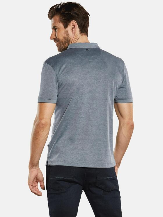 ENGBERS GERMANY Herren Poloshirt mit Reißverschluss Mittelblau 34826