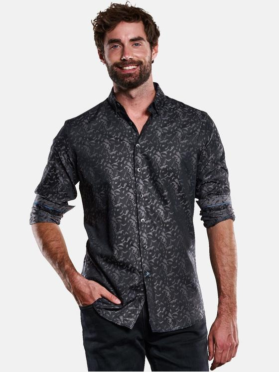 ENGBERS GERMANY Herren Langarm-Hemd gemustert Anthrazit 33798
