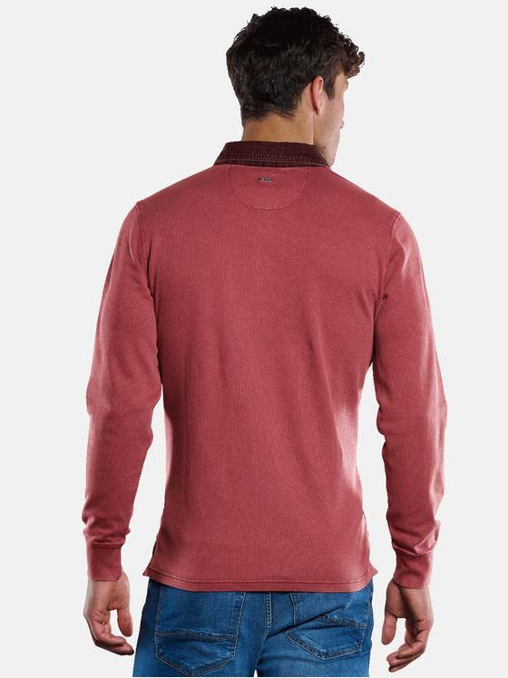 engbers Herren Langarm-Shirt Polokragen Lachsrot 33770