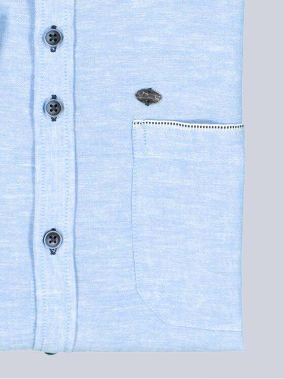 engbers Herren Kurzarm-Hemd mit Leinenanteil Brilliantblau 38379