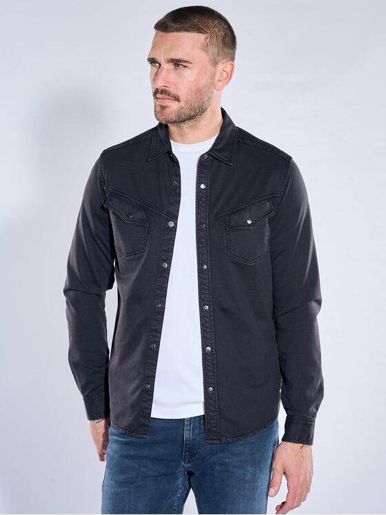 emilio adani Herren Poloshirt langarm Schwarz 39904