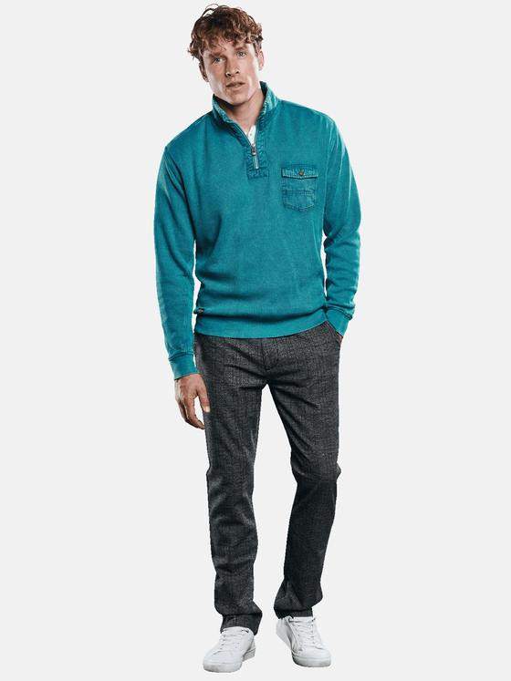 engbers Herren Sweatshirt mit Rippenstruktur Petrol 31668