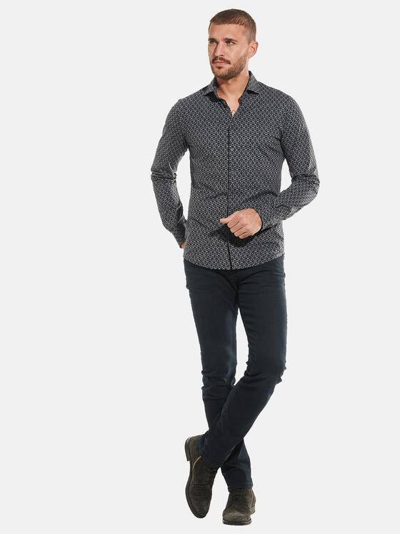 emilio adani Herren Langarm-Hemd aus Jersey Blau 32290