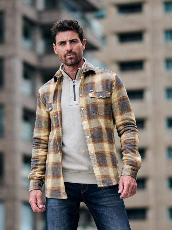 engbers Herren Langarm-Hemd kariert Safrangelb 37585