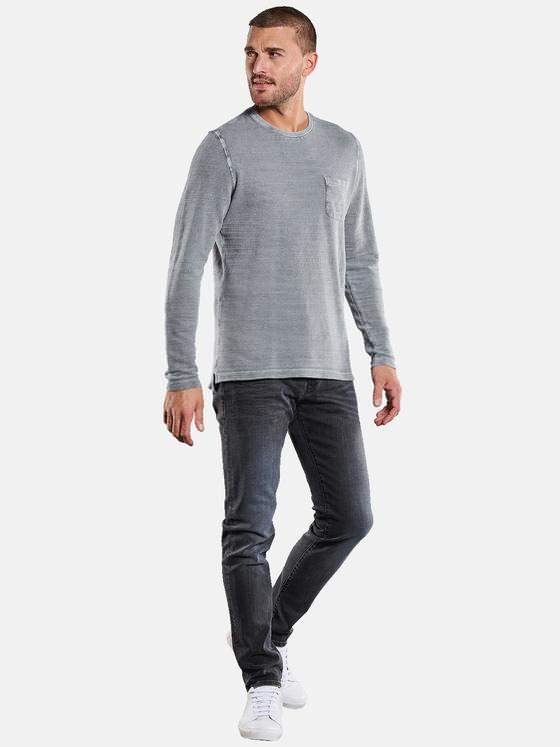 emilio adani Herren Langarm-Shirt gestreift Blau 34110