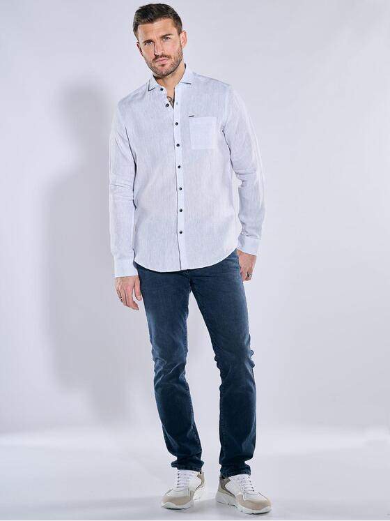 emilio adani Herren Langarm-Hemd aus Leinen Grau 38589