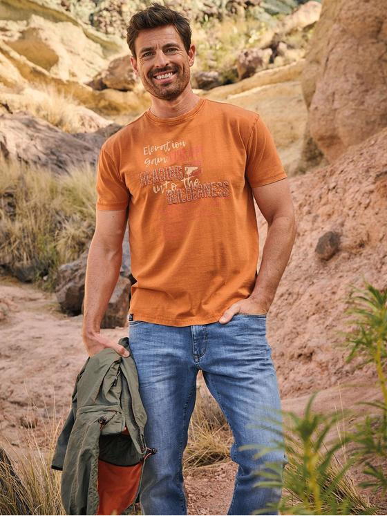 engbers Herren T-Shirt mit Stickerei Dunkelorange 32794