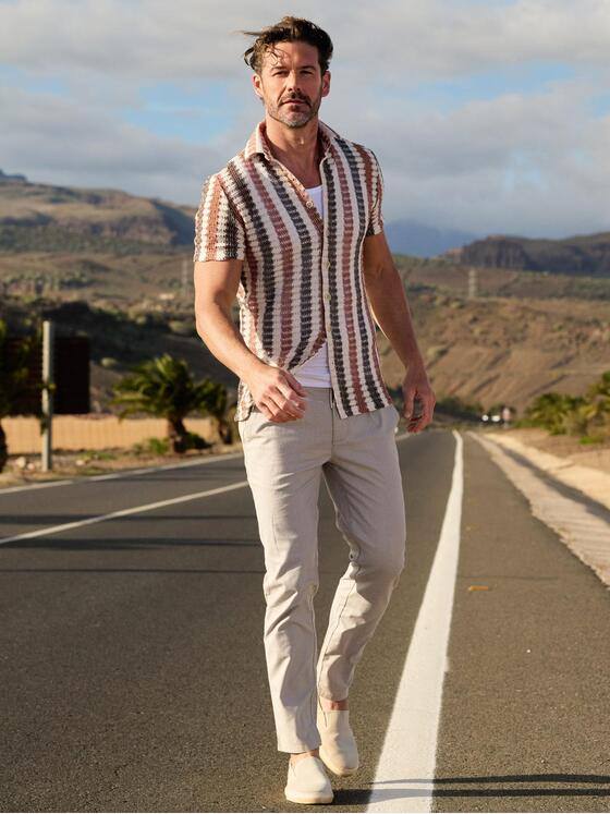 emilio adani Herren Hemd gemustert Braun 40405