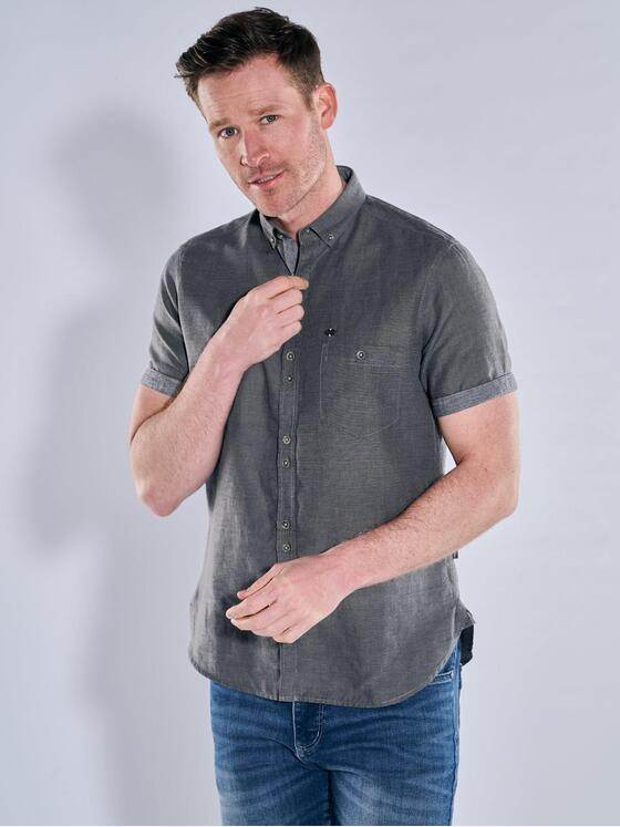 engbers Herren Kurzarm-Hemd mit Leinenanteil Anthrazit 38384